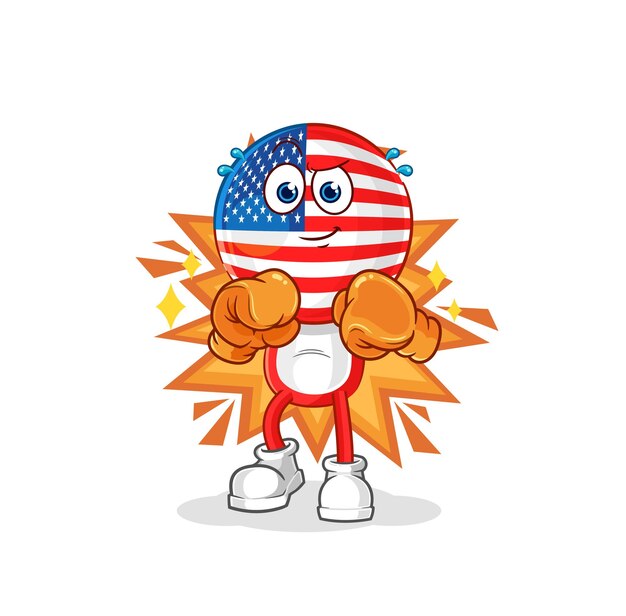 Amerika bokser karakter cartoon mascotte vector