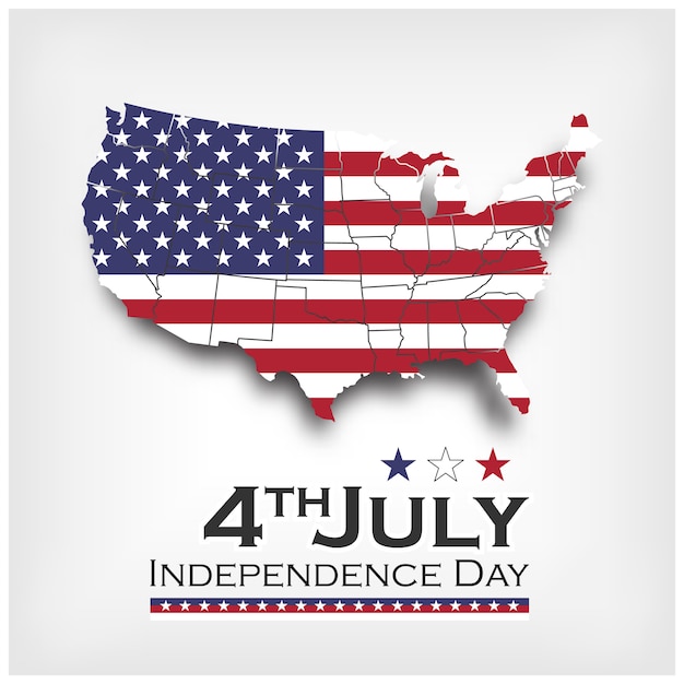 Amerika kaart en vlag. onafhankelijkheidsdag van de VS 4 juli. Vector.