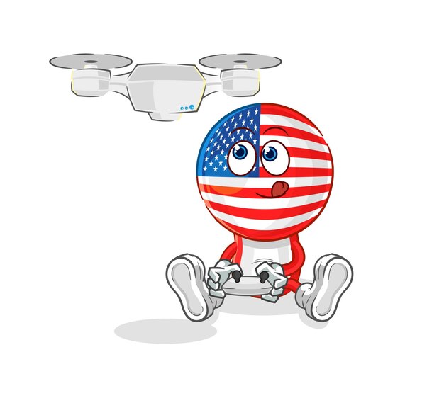 Amerika met drone karakter cartoon mascotte vector