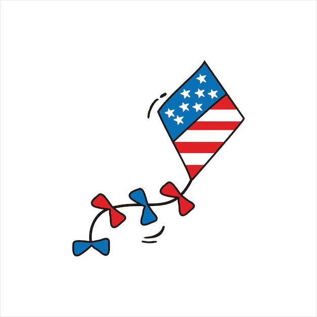 Amerika onafhankelijkheidsdag vlieger doodle illustratie