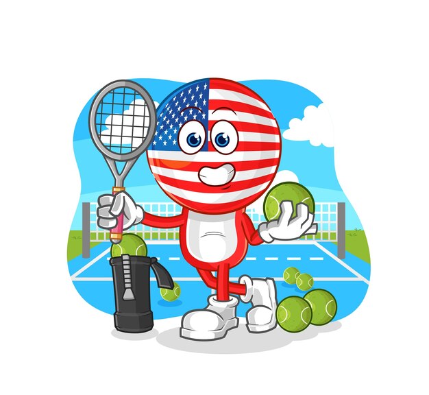 Vector amerika speelt tennis illustratie karakter vector