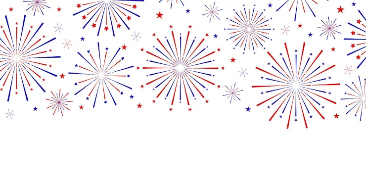 Vector amerika style firework banner vector clip art illustration holiday celebration border