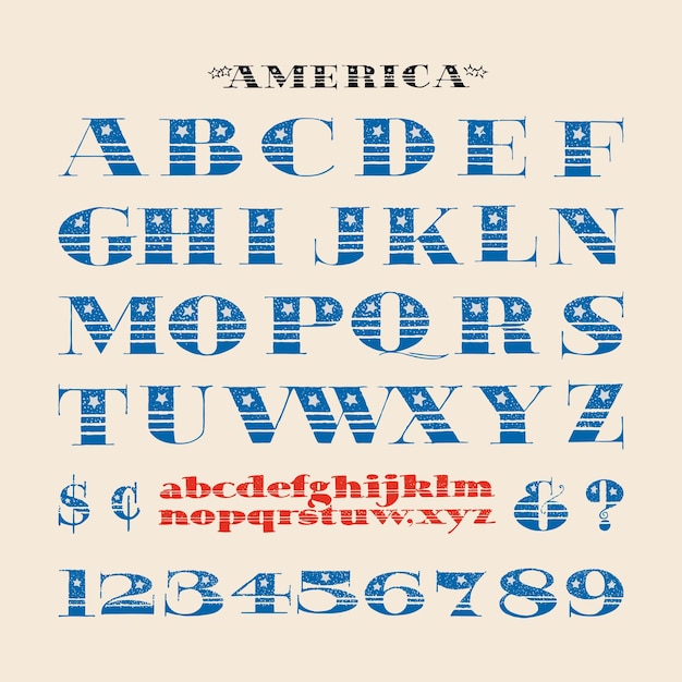 Vector amerika vintage lettertype en alfabet vector illustratie sjablonen grafische lettertype