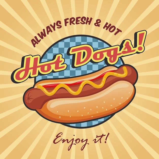 Amerikaans hotdog poster sjabloon