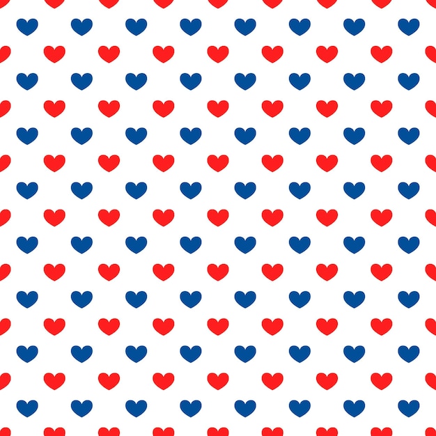 Amerikaans patriottisch naadloos patroon usa traditionele achtergrond rode blauwe witte harten achtergrond vector sjabloon voor stof textiel behang inpakpapier etc