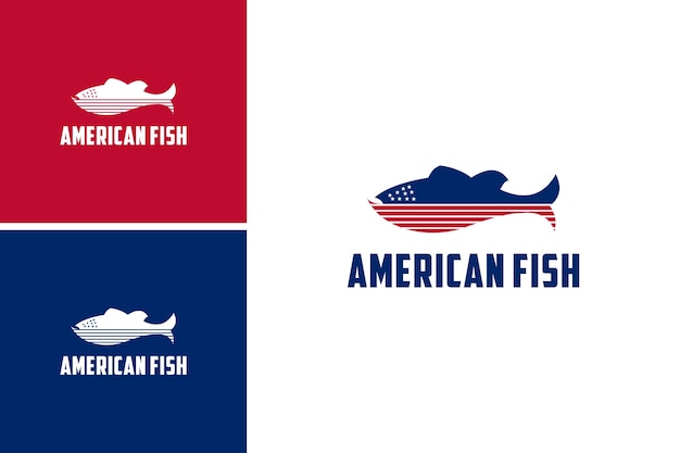 Amerikaans vlagpictogram en vislogo-ontwerp