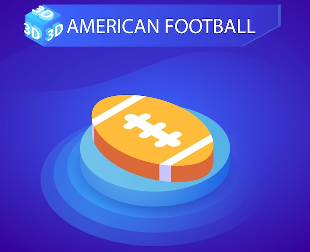 Amerikaans voetbal isometrisch ontwerppictogram Vectorwebillustratie 3d kleurrijk concept