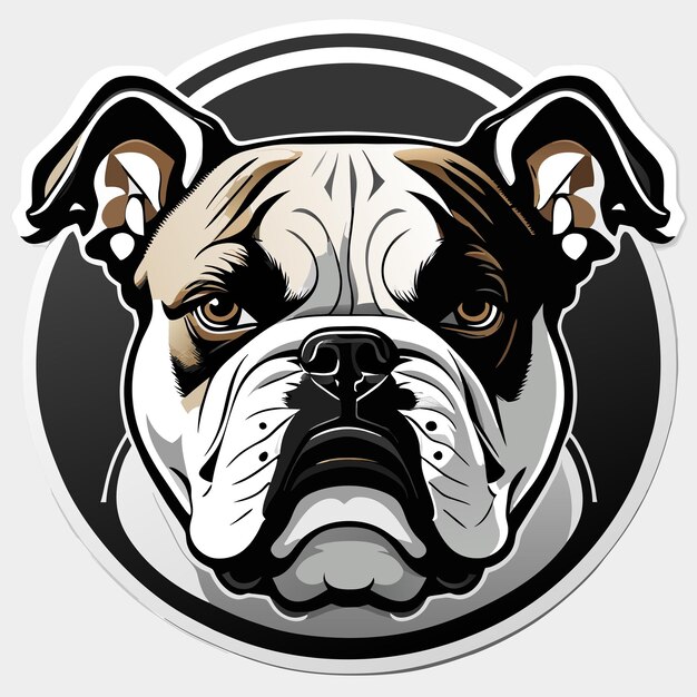 Amerikaanse bulldog platte sticker cartoon stijl illustratie