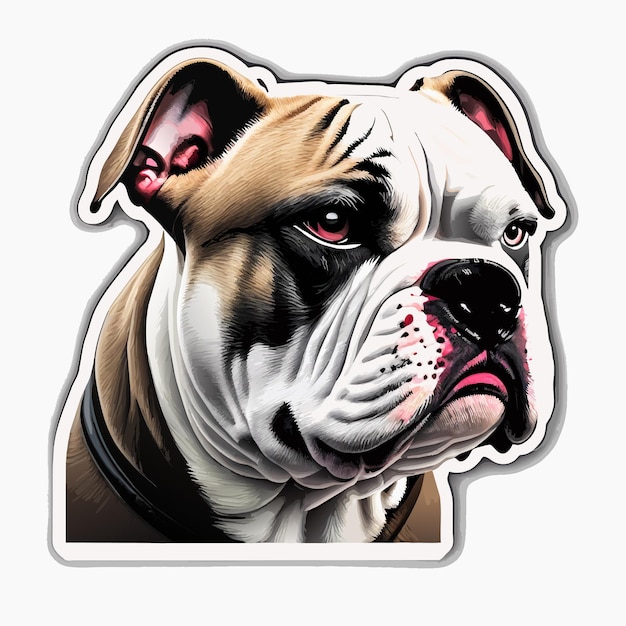 Vector amerikaanse bulldog platte sticker cartoon stijl illustratie