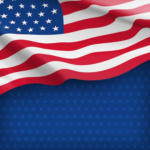 Amerikaanse gestreepte vlag op sterrenblauwe achtergrond