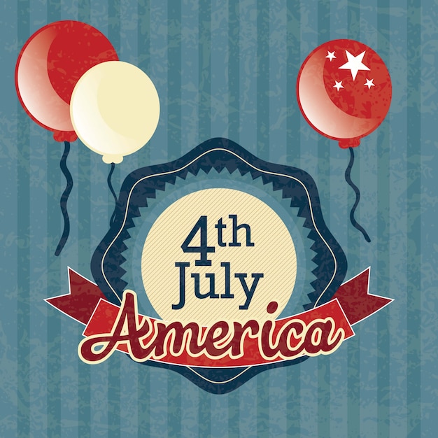 Amerikaanse label (4 juli) op vintage achtergrond