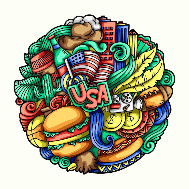 Amerikaanse pictogram doodle vectorelement ontwerp illustratie