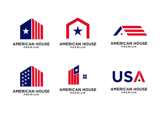 Amerikaanse ster huis huis embleemontwerp pictogram