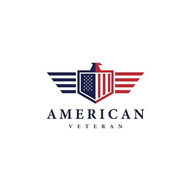 Amerikaanse veteraan schild patriottische nationale embleem logo ontwerp vector