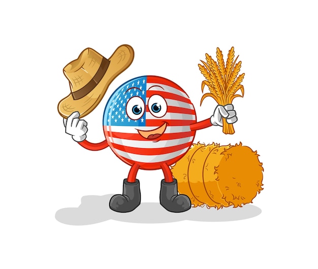 Amerikaanse vlag boer mascotte. cartoon vector