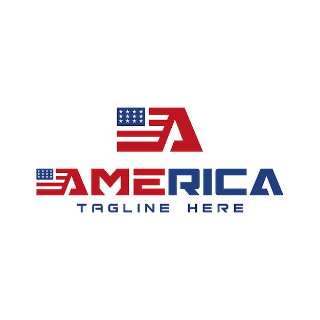 Amerikaanse vlag logo merk en woordmerk belettering ontwerpsjabloon