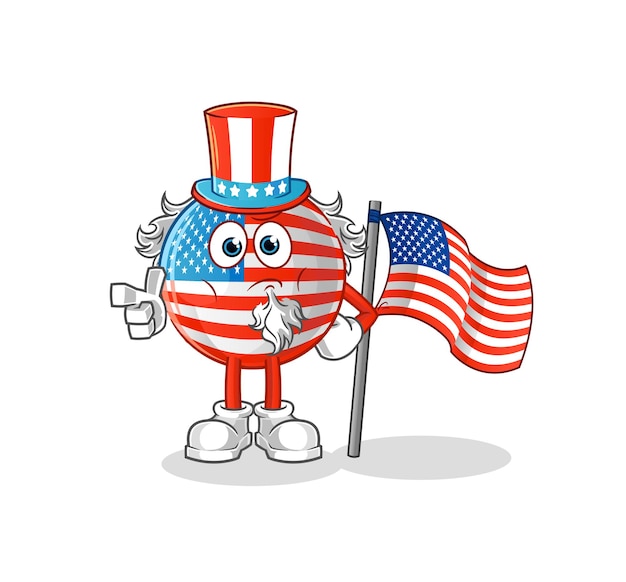 Amerikaanse vlag oom sam karakter. cartoon mascotte vector