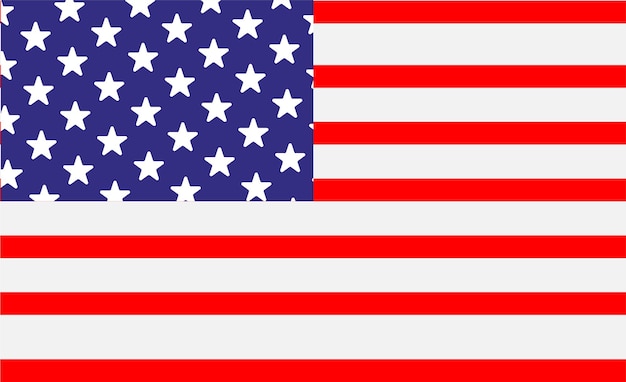 Amerikaanse vlag op de witte achtergrond, geïsoleerde platte lay-out voor uw ontwerpen.