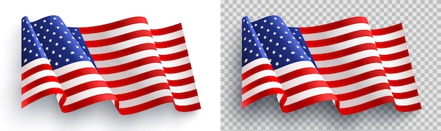 Amerikaanse vlag op witte en transparante achtergrond voor 4 juli poster sjabloon. USA Onafhankelijkheidsdag viering. USA 4 juli promotie reclame-sjabloon voor spandoek voor Brochures, Poster of Banner