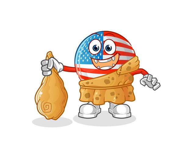 Vector amerikaanse vlag oude cartoon. cartoon mascotte vector