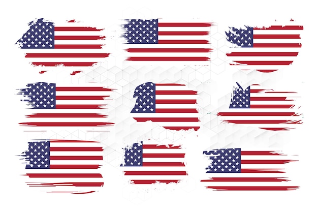 Vector amerikaanse vlag silhouet grunge usa vlag ingesteld vector grunge vlag silhouet onafhankelijkheid juli