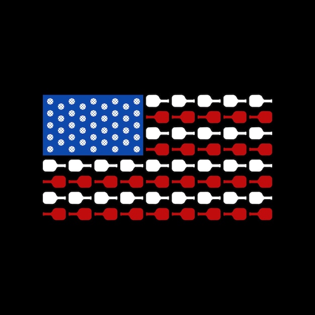 Vector amerikaanse vlag usa vlag pickleball t-shirt ontwerpt vector