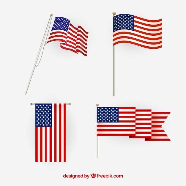 Amerikaanse vlag vector. verschillende standpunten.