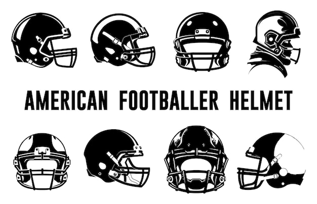 Amerikaanse voetballer helm vector silhouetten American Football helm silhouet set