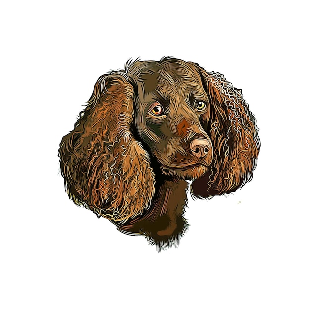 Amerikaanse Water Spaniel Hond Aquarel Schets Hand Getekende Illustratie