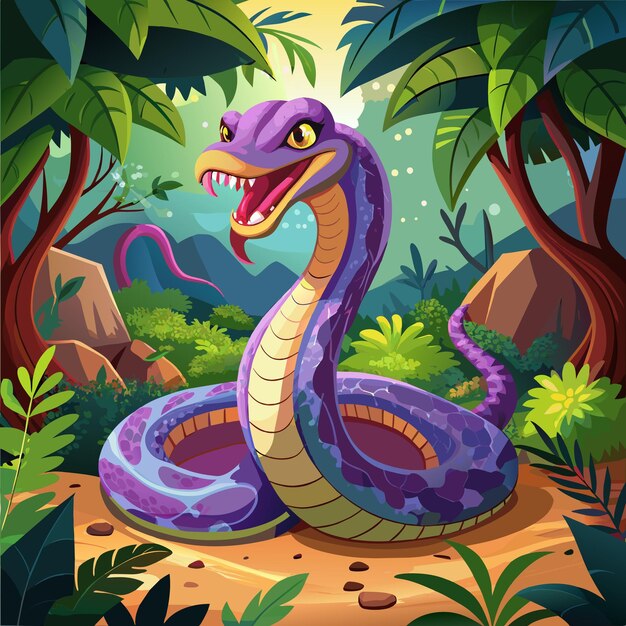 Premium Vector | Amethystine Python upset looks forest book vector