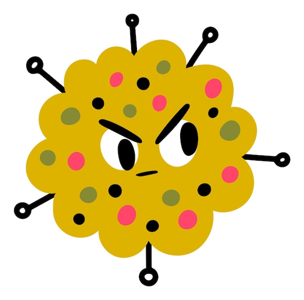 Amgry germ character Evil face microbe mascot