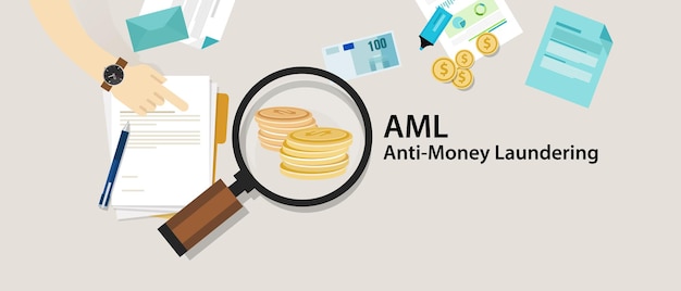 Vector aml anti money laundering cash coin transaction company