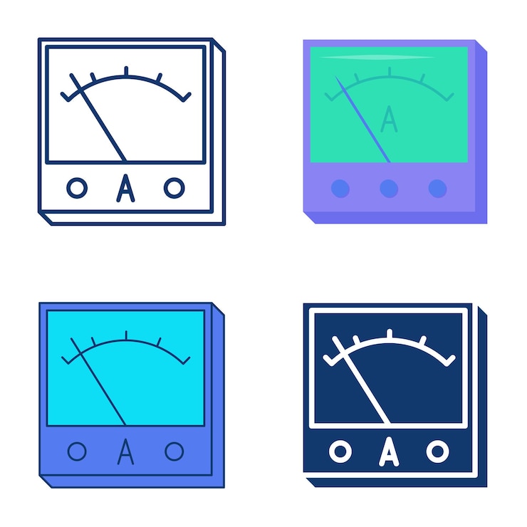 Vector ammeter icon set