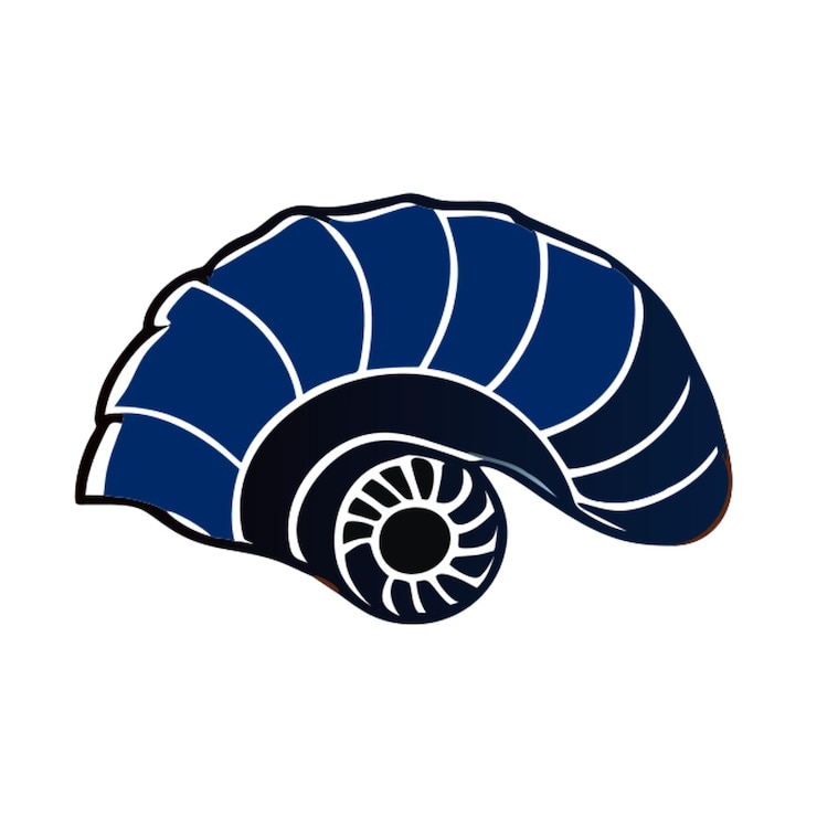Vector ammonite shell blue icon