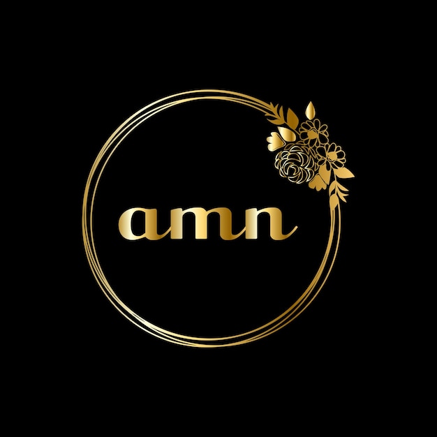 Amn monograms wedding circle handwriting vector template