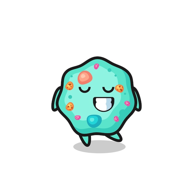 Amoeba cartoon illustration with a shy expression