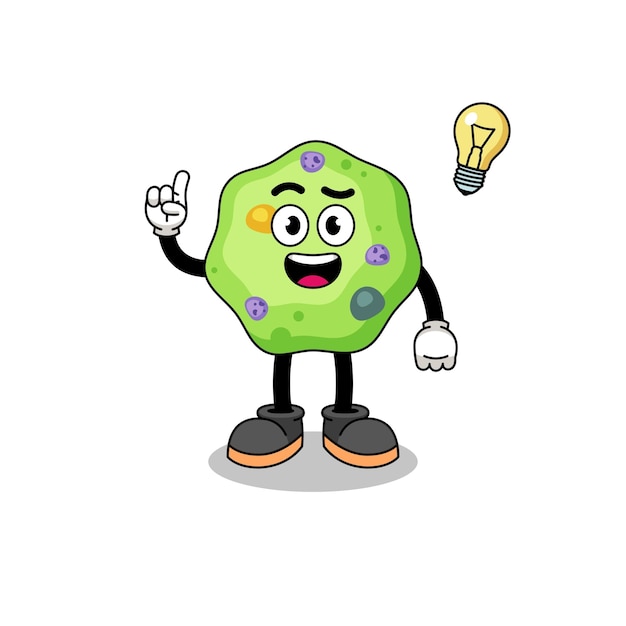 Vector amoeba cartoon with get an idea pose