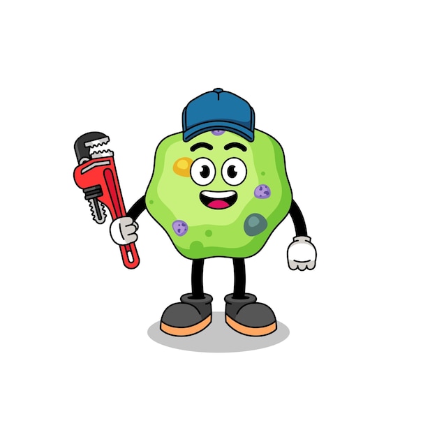 Vector amoeba illustration cartoon as a plumber