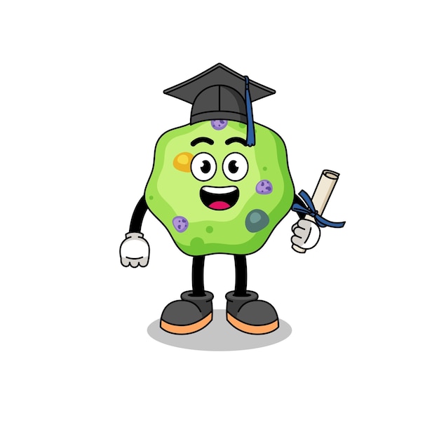 Vector amoeba mascot with graduation pose