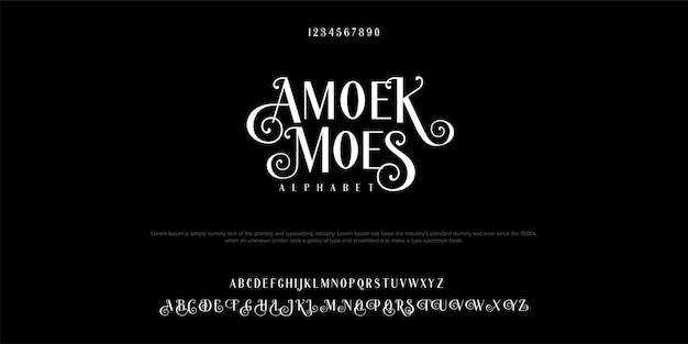 Amoek Moes 추상 빈티지 세리프 알파벳 글꼴 타이포그래피 기술 벡터 일러스트 레이 션