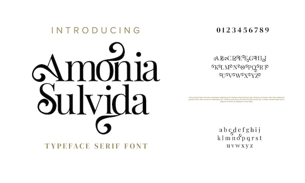 Amonia sulvida elegante alfabeto matrimonio moda font tipografia urbana moderna minimale