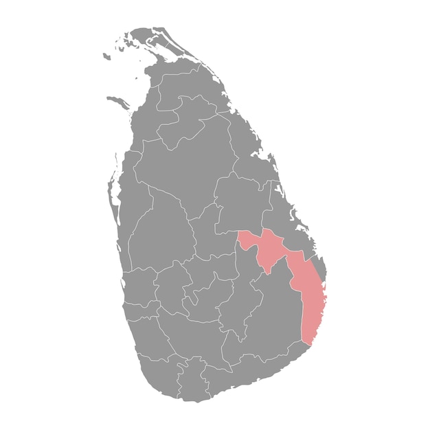 Ampara District map administrative division of Sri Lanka Vector illustration
