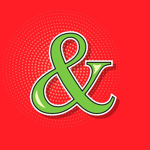 Ampersand sign sticker in 1960s pop art style