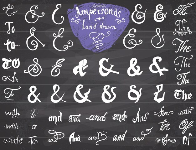 Vector ampersands and catchwords set vintage symbols collection vector