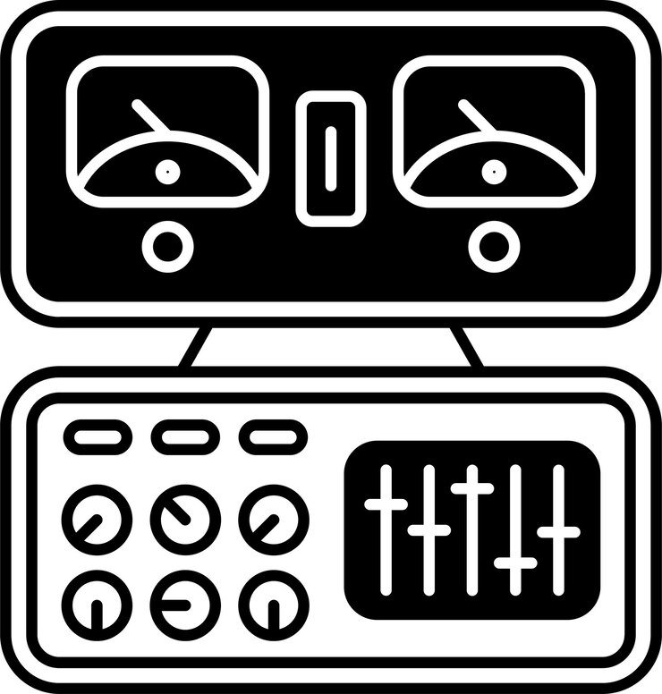 Vector amplifier glyph and line vector illustration