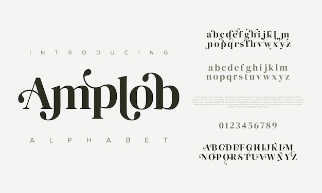 Amplob premium luxury elegant alphabet letters and numbers Elegant wedding typography classic serif