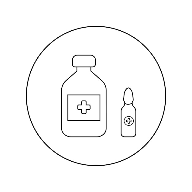 Ampoule and medicine linear vector icon