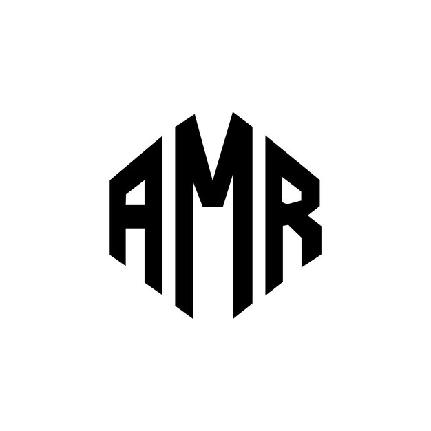 AMR ポリゴン & キューブ フォーム ロゴデザイン AMR ヘクサゴン ベクトル ロゴ テンプレート 白黒 AMR モノグラム ビジネス & 不動産 ロゴ
