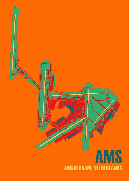 ベクトル アムステルダム・シポール空港の地図ポスターアート