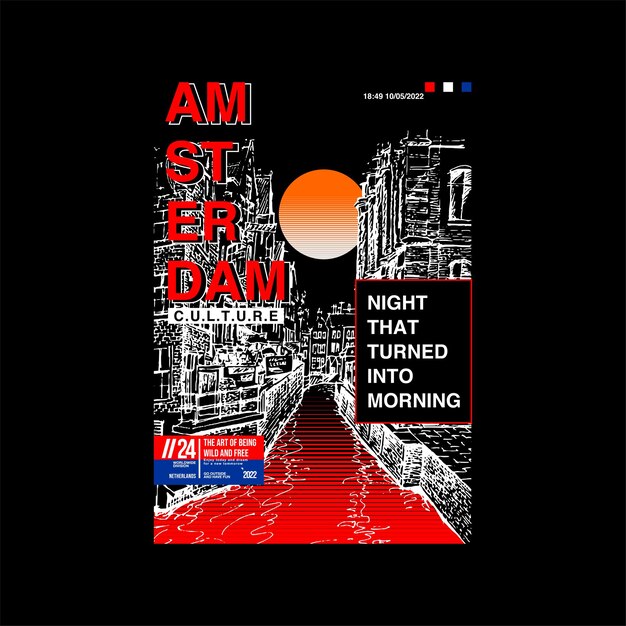 アムステルダムの夜の街のシンプルなビンテージ ファッション